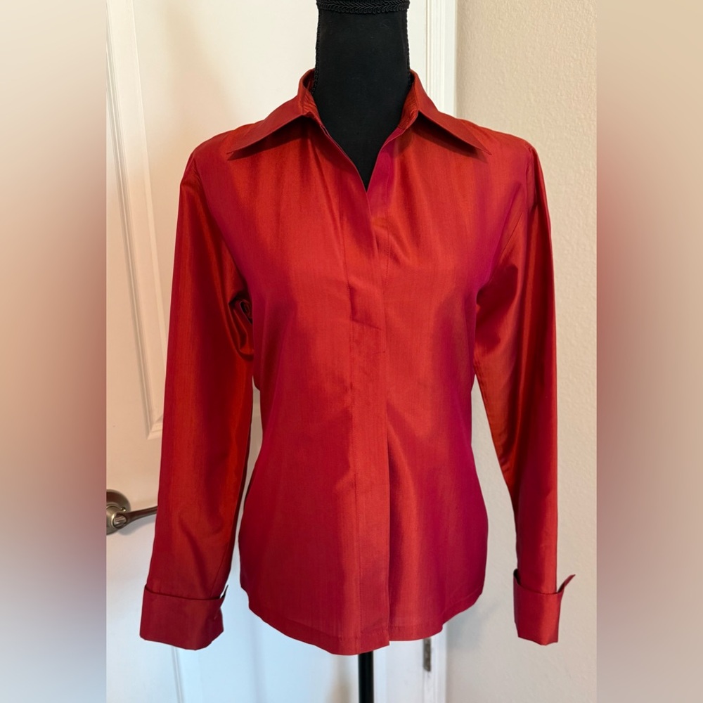 Vtg Express 100% Silk Button Up Shirt Sz 3/4 Red/Orange
Shiny Long Sleeve 90’s - Picture 1 of 11